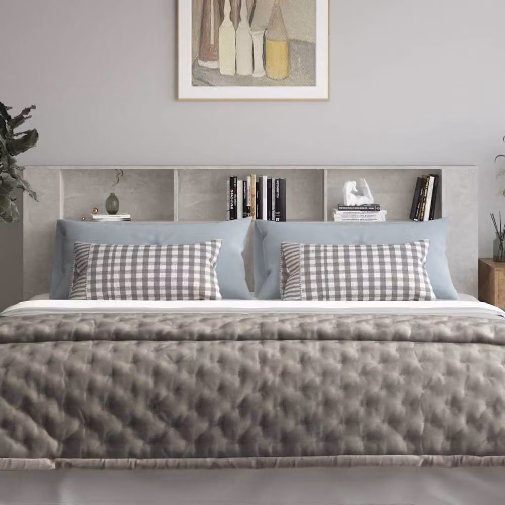 Berkfield Home Modern Headboard Cabinet in Concrete Grey, W: 220 cm, D: 18.5 cm, H: 104.5 cm – 2