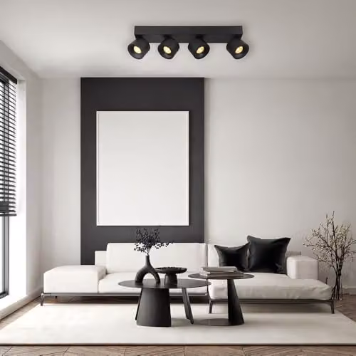 Globo Lighting Modern Black Aluminium LED Ceiling Spotlight Bar with 4 Adjustable Bulbs – 4