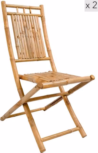 Nordlys Set of 2 Modern Brown Bamboo Chairs