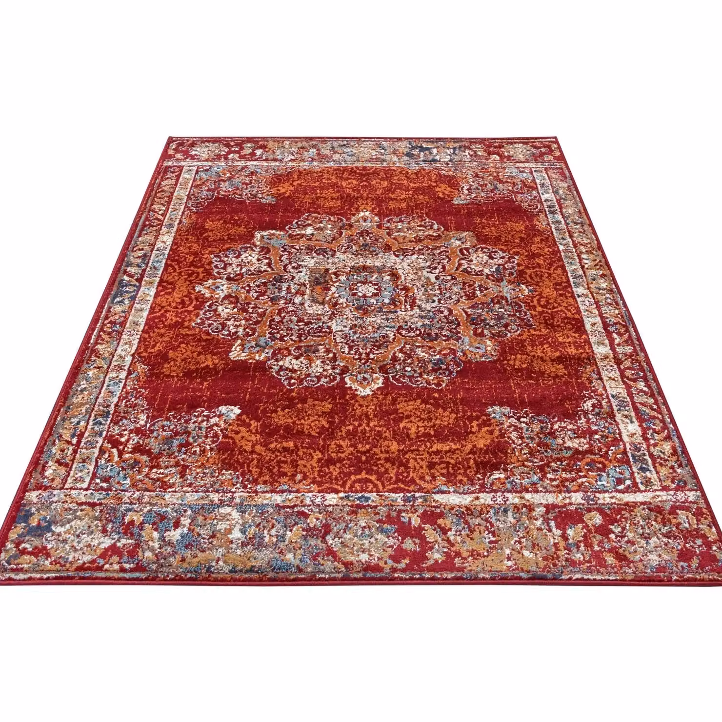 THE RUGS Orient Maderno Medallion Red and Blue Polypropylene Rug W: 57 cm, L: 90 cm – 3