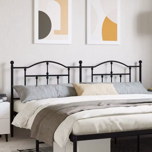 Berkfield Home Classic Metal Headboard in Black, 200 cm