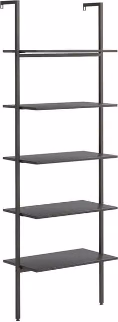 Berkfield Home 5-Tier Black Metal Leaning Ladder Shelf, W: 64 cm, D: 35 cm, H: 185 cm – 1