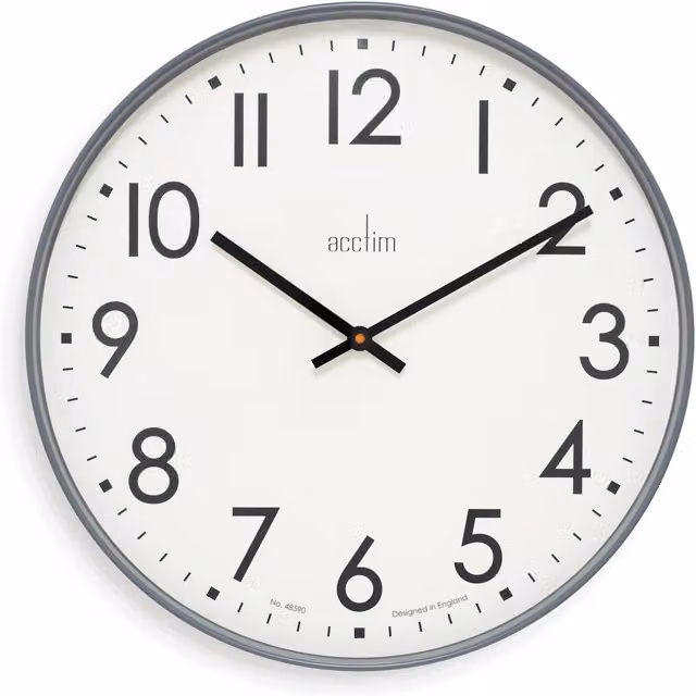 Acctim Ashridge Large Round Quartz Wall Clock in Grey, Diameter: 50 cm – 1