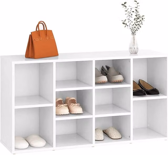 Berkfield Home White Shoe Bench and Hallway Shoe Rack, W/D/H: 103 x 30 x 54.5 cm