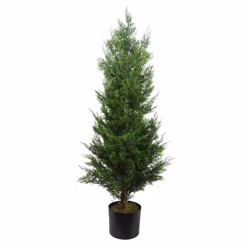 Botanik Realistic Green Artificial Topiary Tree in a Wood Tabletop Pot, H 120 cm x W 55 cm x D 55 cm