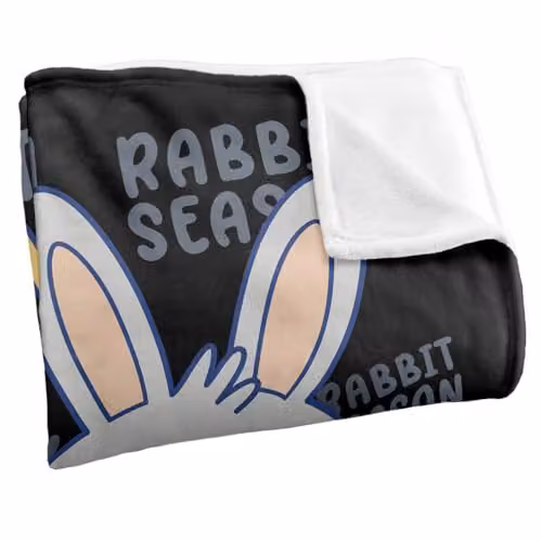 Warner Bros. Looney Tunes Gokko Duck and Rabbit Season LOGOVISION Super Soft Silky Touch Fleece Throw Blanket, Multicolour, W: 152 cm, D: 127 cm – 2