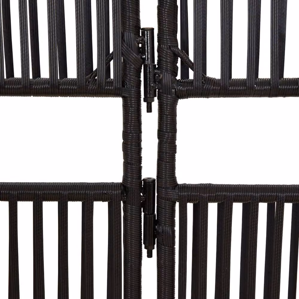 Berkfield Home 5 Panel Black Poly Rattan and Steel Room Divider, H 180 cm x W 245 cm – 5