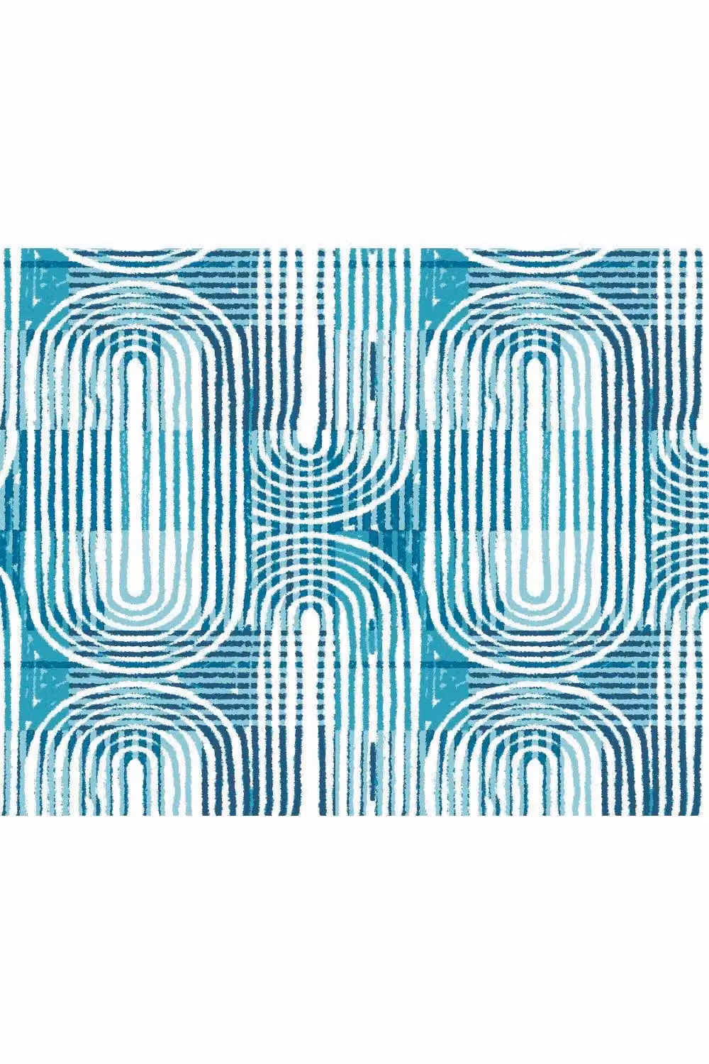 Origin Murals Blue Abstract Curved Line Mid-Century Texture Wall Mural, W: 350 cm, H: 280 cm – 2