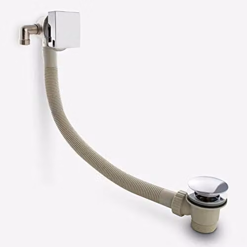 Nes Home Square Bath Filler with Pop-Up Waste and Overflow in Silver Chrome