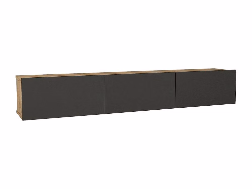 Vente-unique Wall-Mounted TV Unit with 3 Hinged Doors in Anthracite and Grey – 2