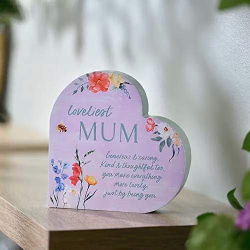 Widdop The Cottage Garden 3D Heart Mum Floral Tabletop Decoration in Pink and Multicolour