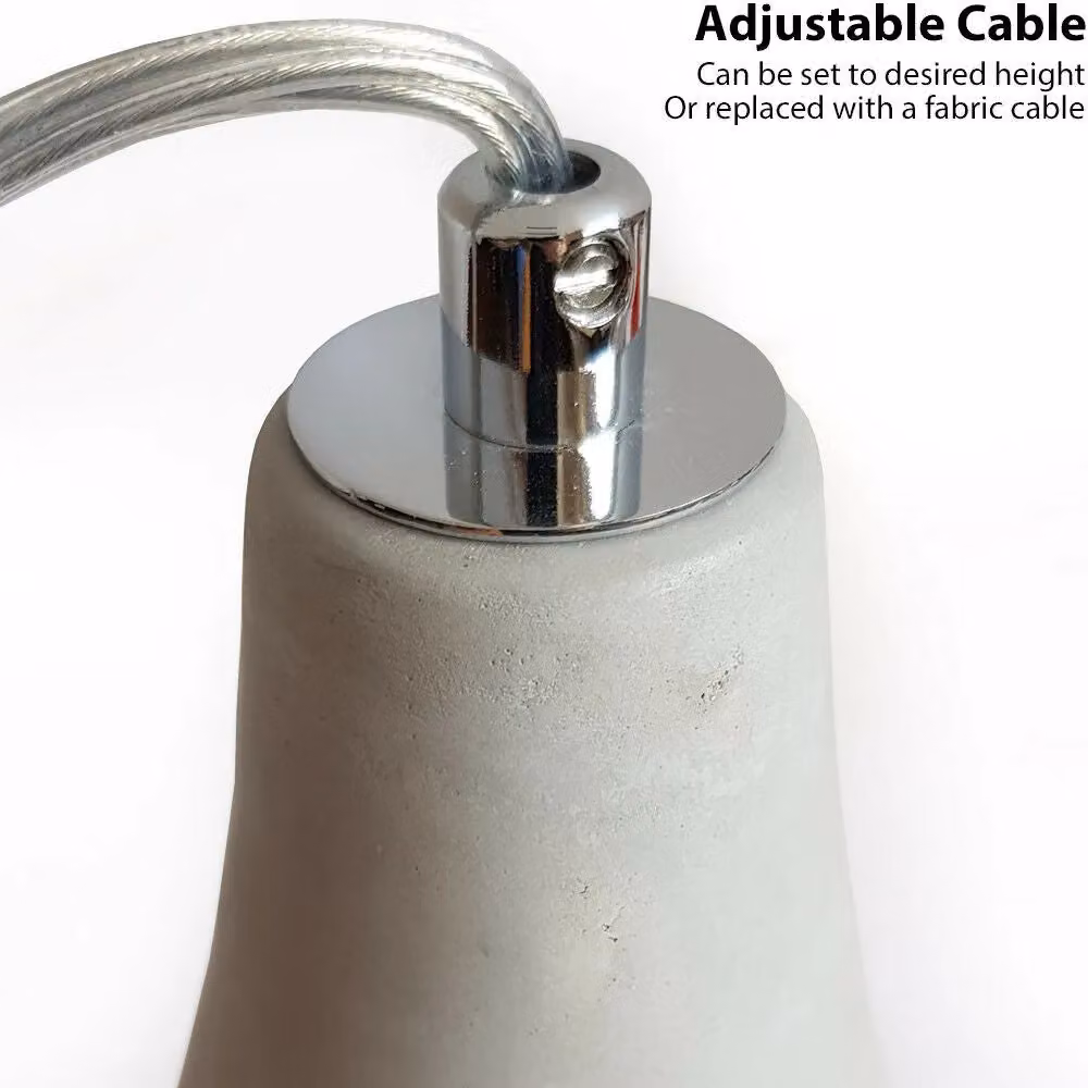 Loops 3x Grey Concrete Industrial LED Pendant Light Kit – 3