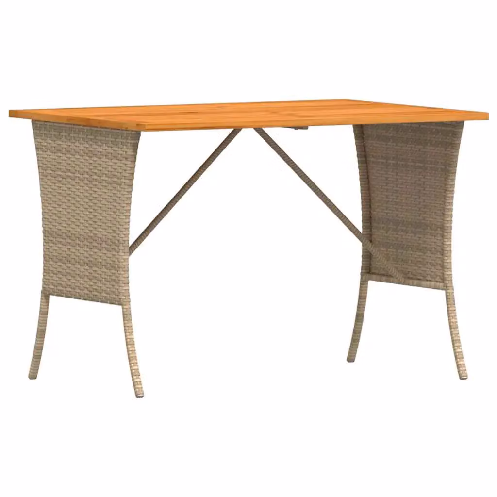 Berkfield Home Garden Table with Acacia Wood Top and Beige Poly Rattan, W: 105 cm, D: 75 cm, H: 72 cm – 2