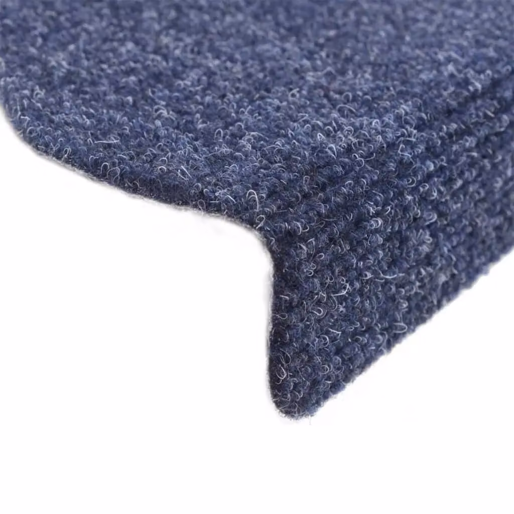 Berkfield Home 15 Piece Self-adhesive Needle Punch Stair Mats, Blue, W: 56 cm, D: 17 cm, H: 3 cm – 3