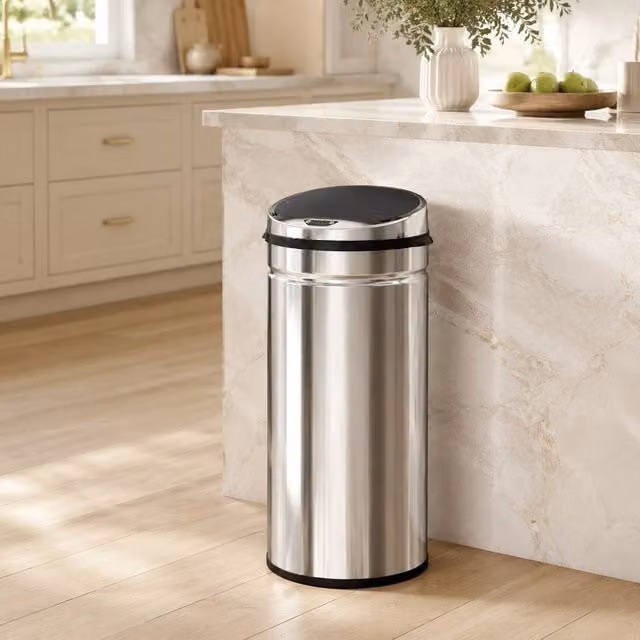 STILVORA 42 L Sensor Rubbish Bin in Silver Stainless Steel with Soft Close and Fingerprint Proof Finish, H: 86.0 cm, W: 30.5 cm, D: 42.0 cm