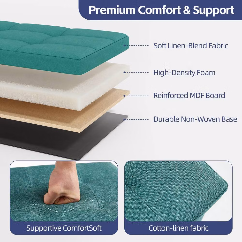 MCC Direct Foldable Upholstered Storage Ottoman and Footrest, Green, W/D/H: 38 x 38 x 38 cm – 3