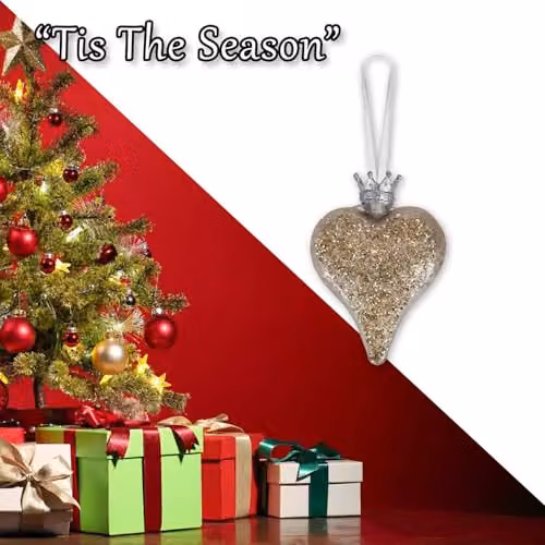 VFM e-Store Christmas Hanging Heart Pendant Decoration in White and Gold – 5