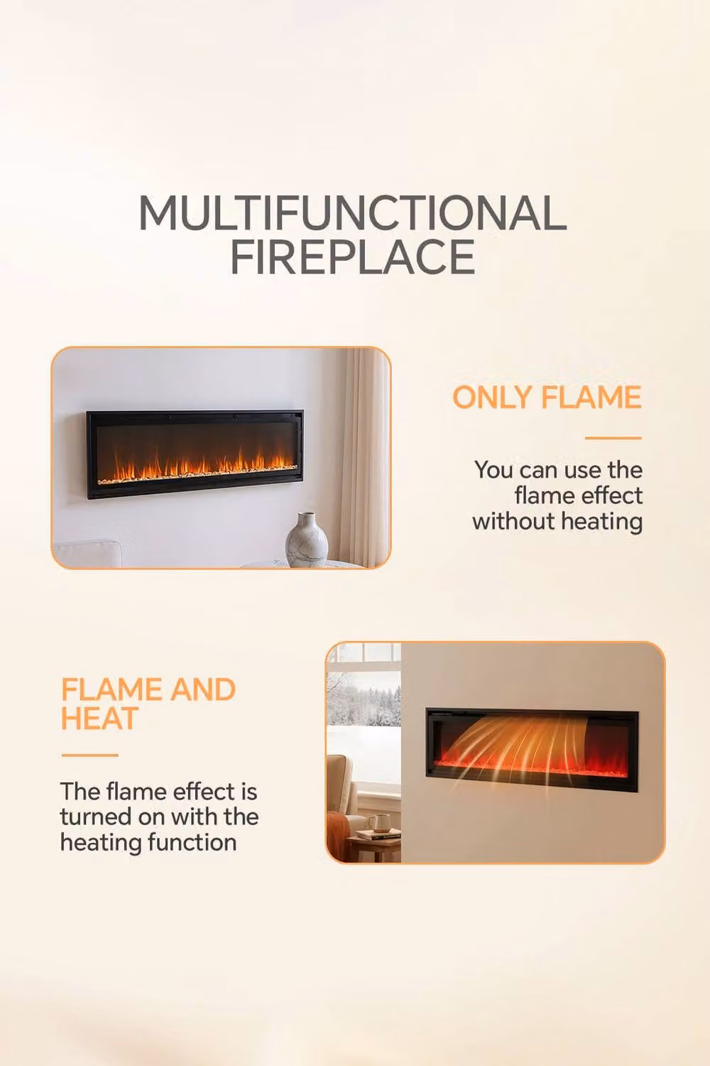 H&O Direct Black Electric Fireplace, Double Size – 4
