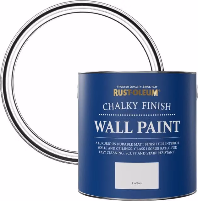 Rust-Oleum White Matt Water-Based Chalky Wall Paint, 2.5L