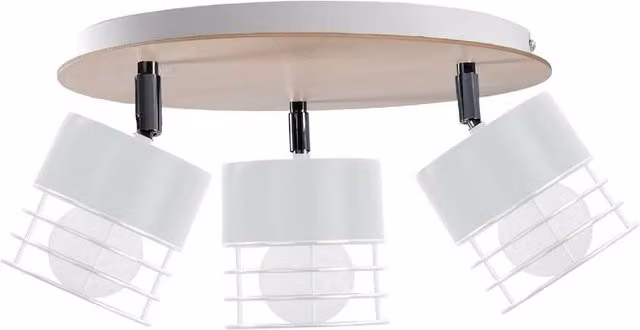 Netlighting Casa Ceiling Spotlight Cluster in White and Wood, 32 cm, 3x E27