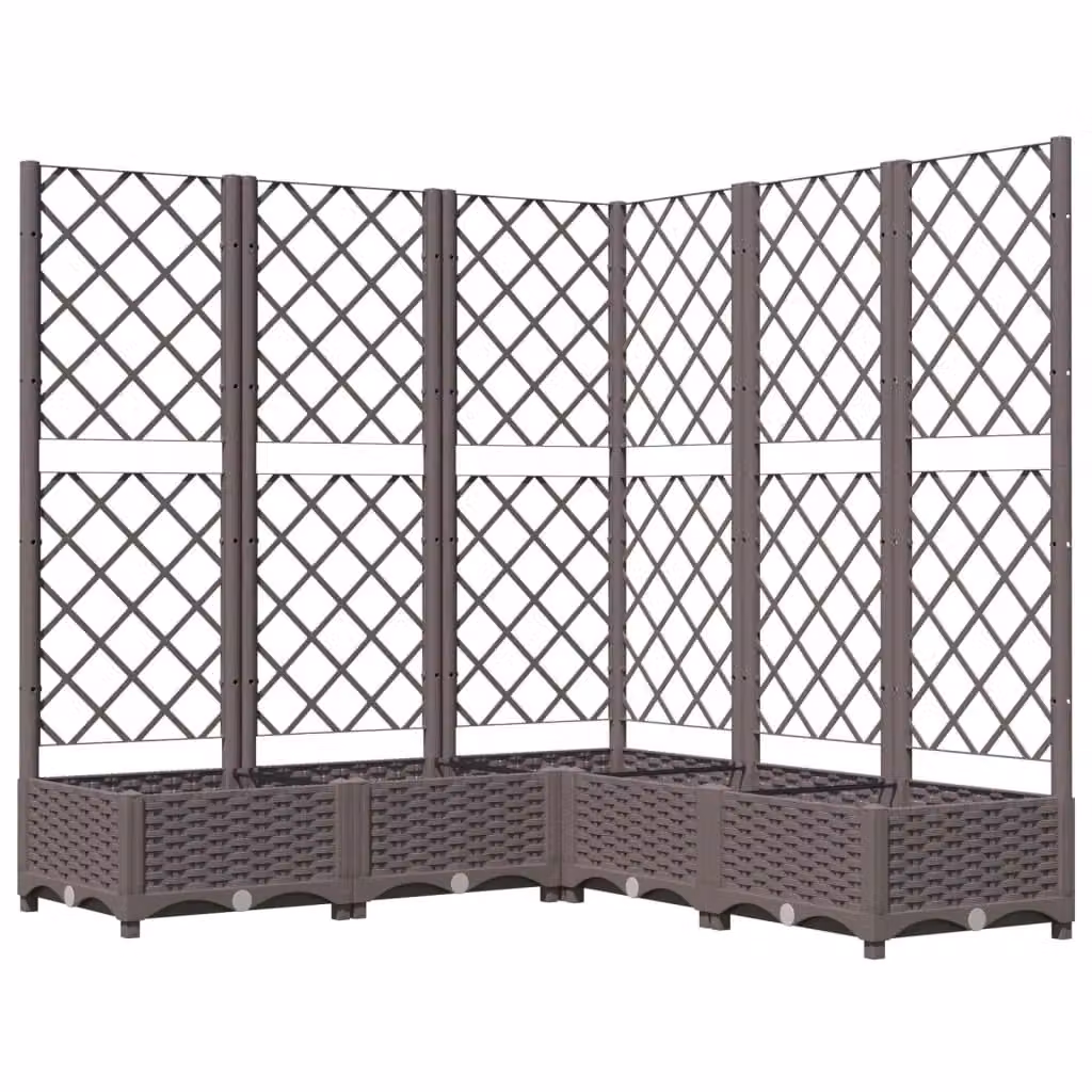 Berkfield Home Garden Planter with Trellis in Brown, W/D/H: 120 x 120 x 121.5 cm – 2