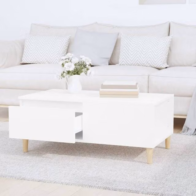 Berkfield Home Decorative White Coffee Table, W/D/H: 90 x 50 x 36.5 cm