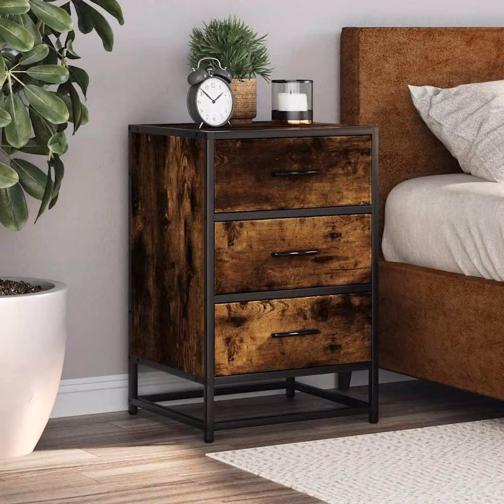 Berkfield Home Bedside Cabinet in Smoked Oak Brown, W/D/H: 40 x 34.5 x 60 cm – 2