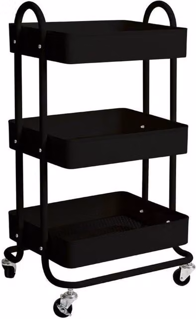 EONLION 3-Tier Metal Kitchen Trolley Cart and Storage Rack Organiser in Black – 1