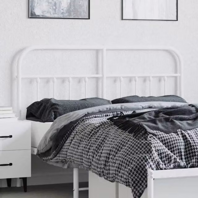 Berkfield Home Metal Headboard in White – 1