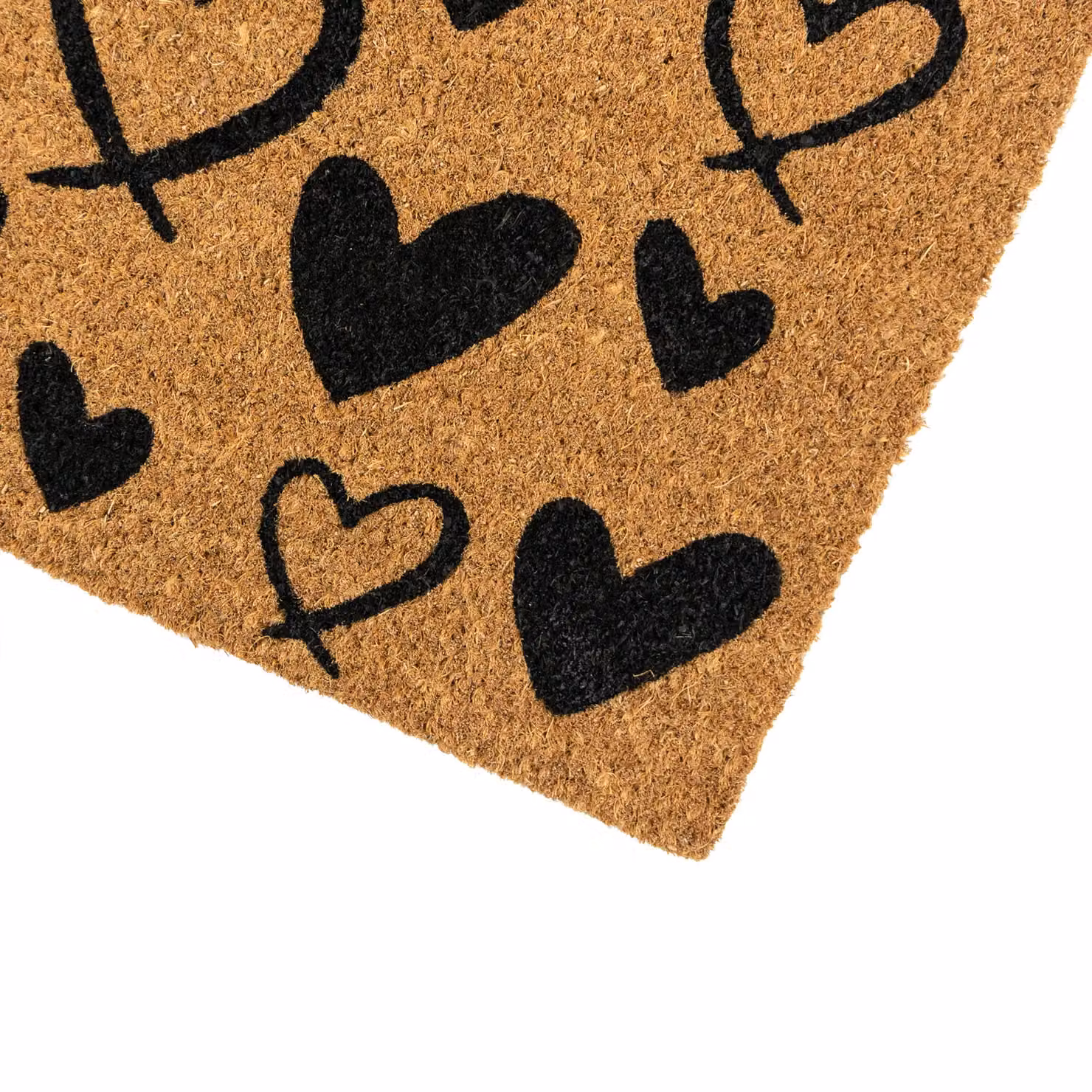 JVL Coir and Rubber Heart Design Doormat and Runner Set, Brown, W/D/H: 40 x 120 x 1.5 cm – 2