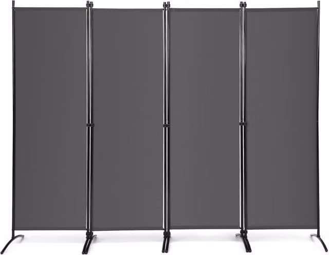 Costway 4-Panel Freestanding Folding Room Divider Privacy Screen in Grey, Height: 173 cm