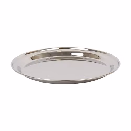 Argon Tableware Silver Stainless Steel Round Serving Platter, Diameter: 25.5 cm