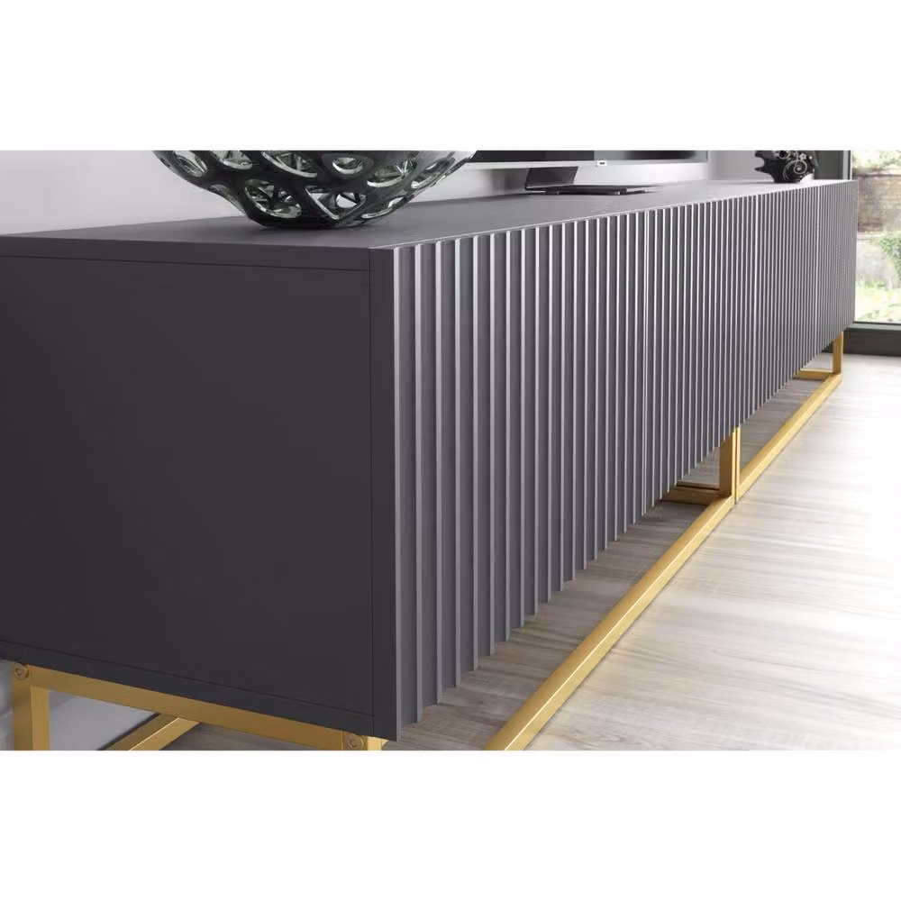 Creative Furniture Ripple Duo TV Unit in Grey and Gold, W: 200 cm, D: 45 cm, H: 35 cm – 2