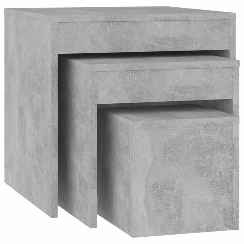 Berkfield Home Nesting Tables, 3 Piece Set in Concrete Grey Engineered Wood – 2
