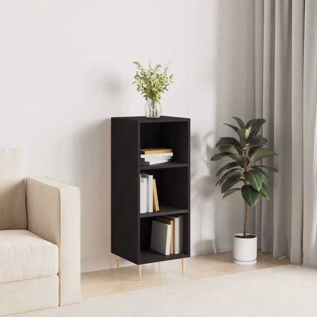 Berkfield Home Classic Sideboard in Black Matt MDF, W/D/H: 34.5 x 32.5 x 90 cm