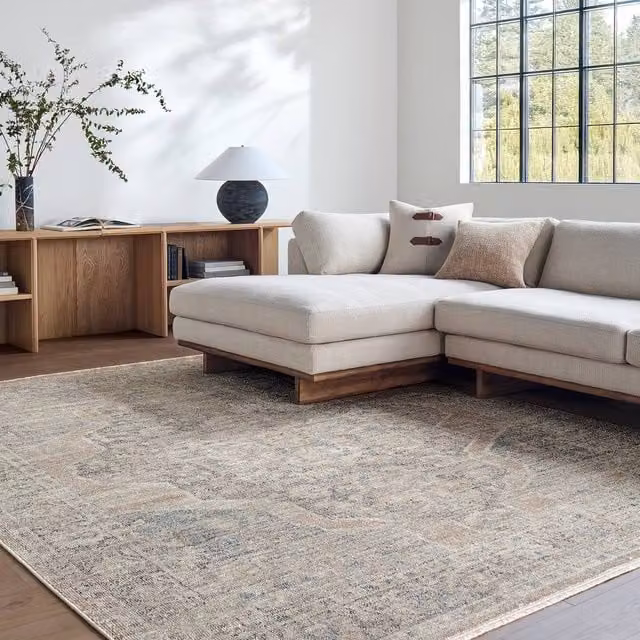 Livabliss Galey Alix Maria Elena III Vintage Brown and Blue Traditional Woven Living Room Rug with Fringes W: 160 cm, D: 215 cm
