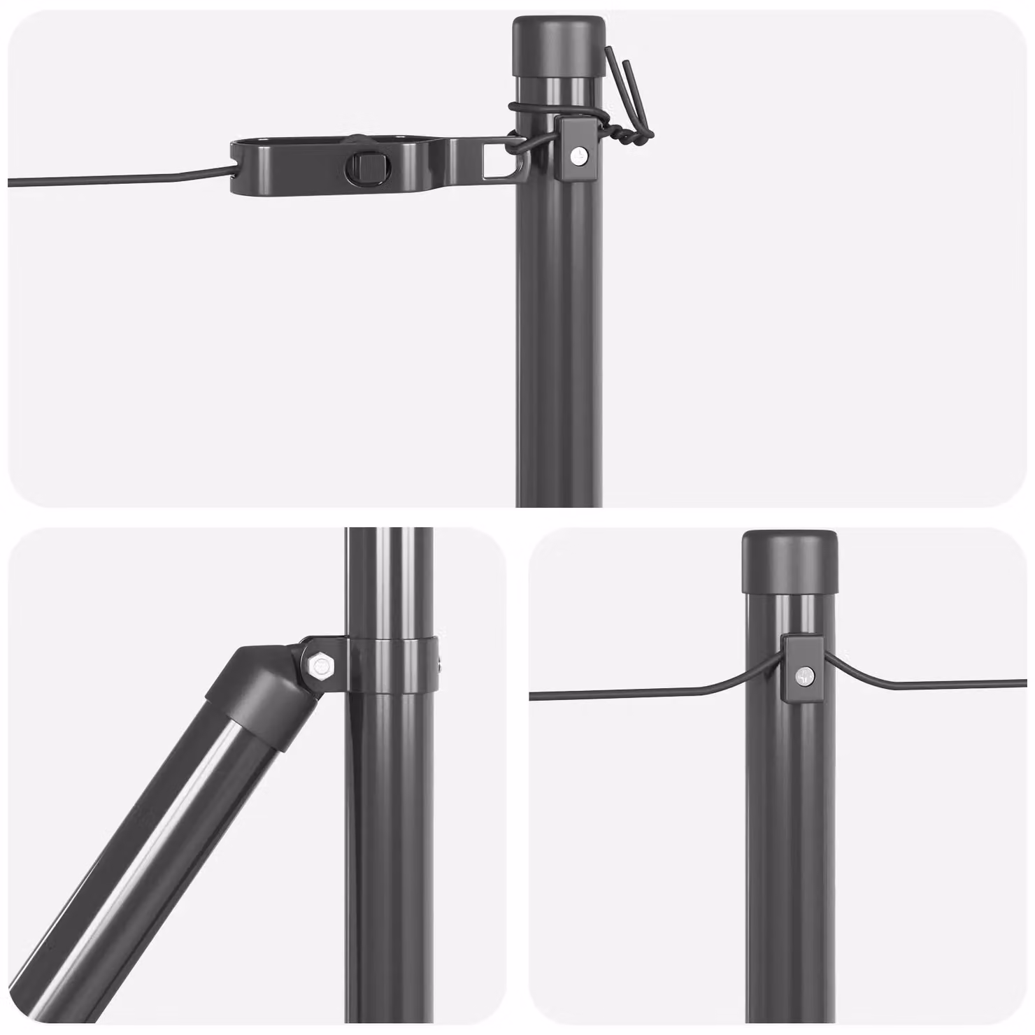 Berkfield Home 7-Piece Galvanised Steel Round Fence Posts with Bolt-Down Base Plates in Grey, Height: 110 cm, Diameter: 3.2 cm – 5