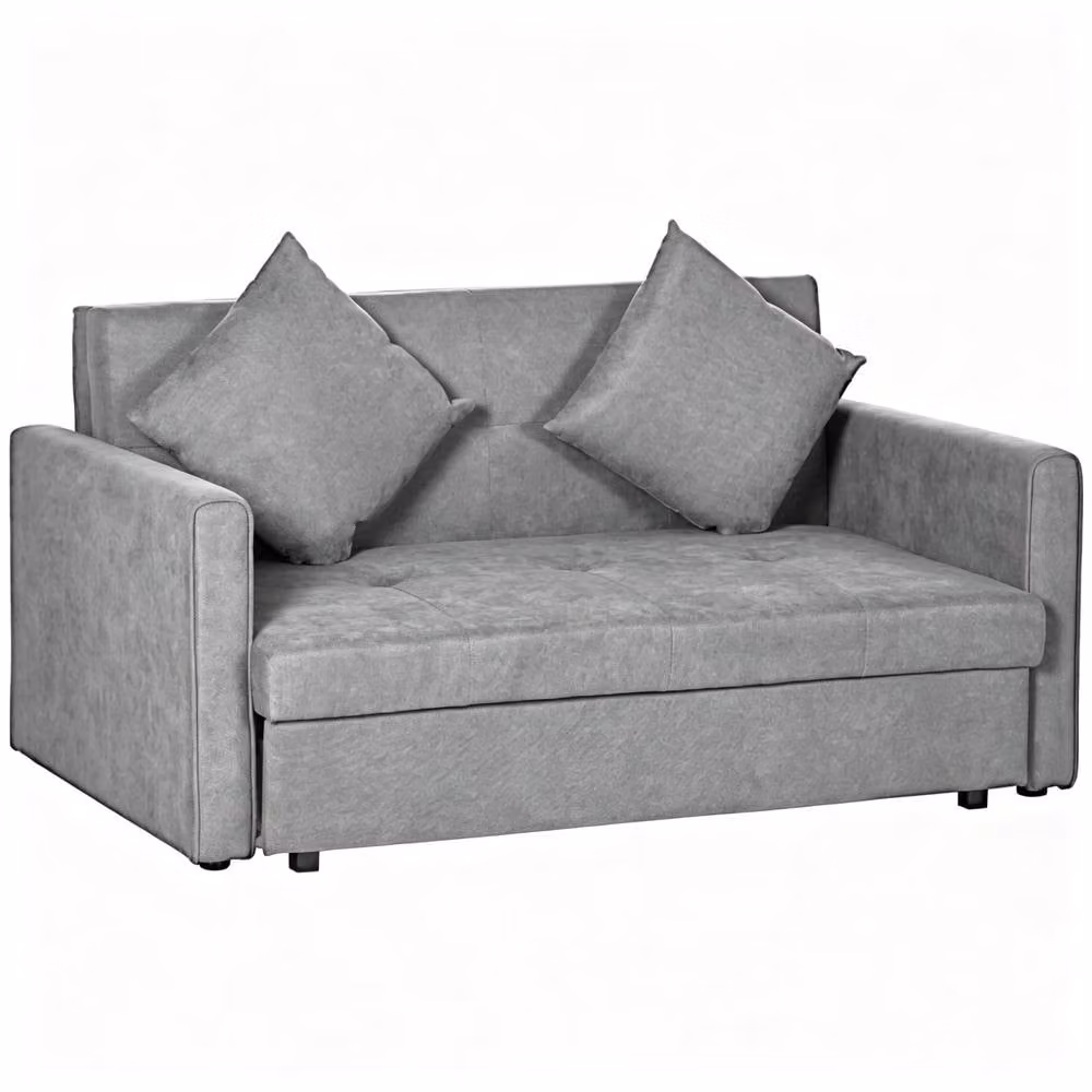 STILVORA 2-Seater Grey Fabric Sofa Bed with Storage and Scatter Cushions – 5