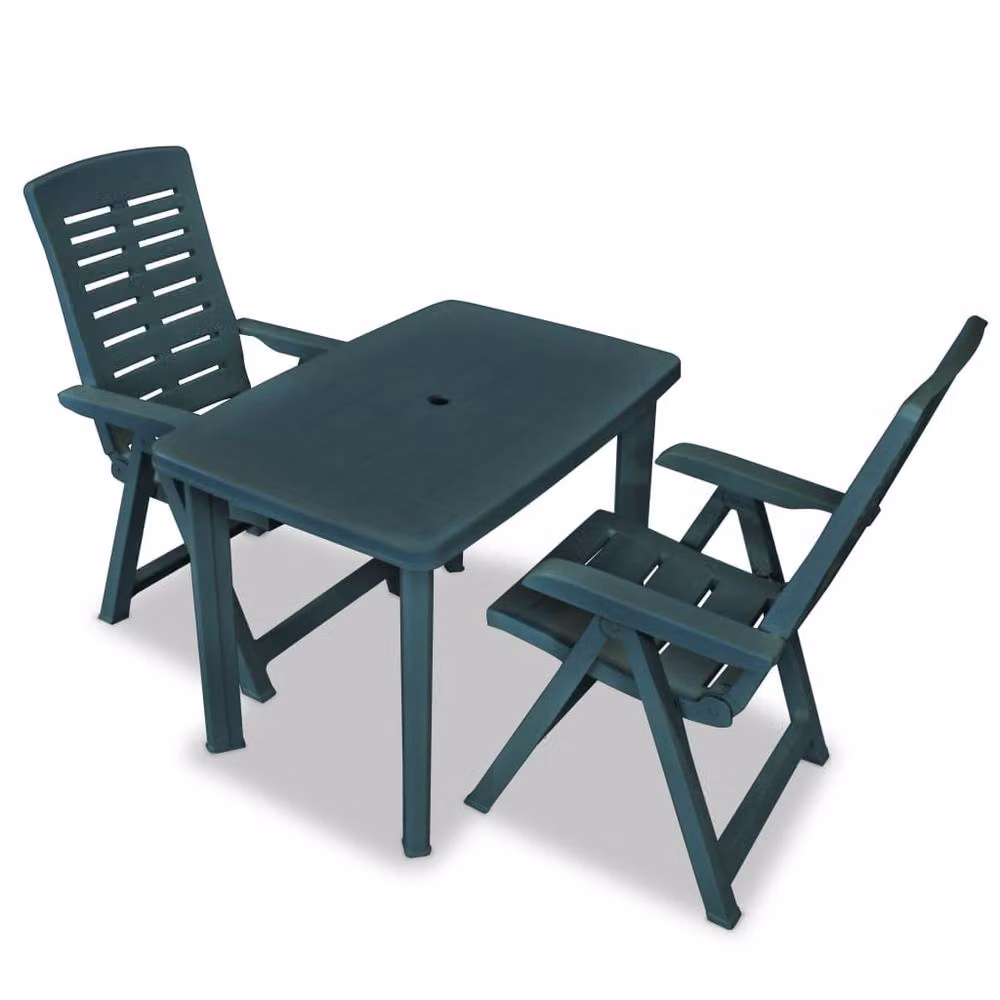 Berkfield Home 3 Piece Plastic Bistro Set in Green – 2