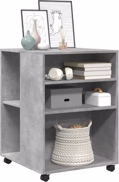 Berkfield Home Side Table with Wheels in Concrete Grey, W/D/H: 55 x 60 x 78 cm – 1