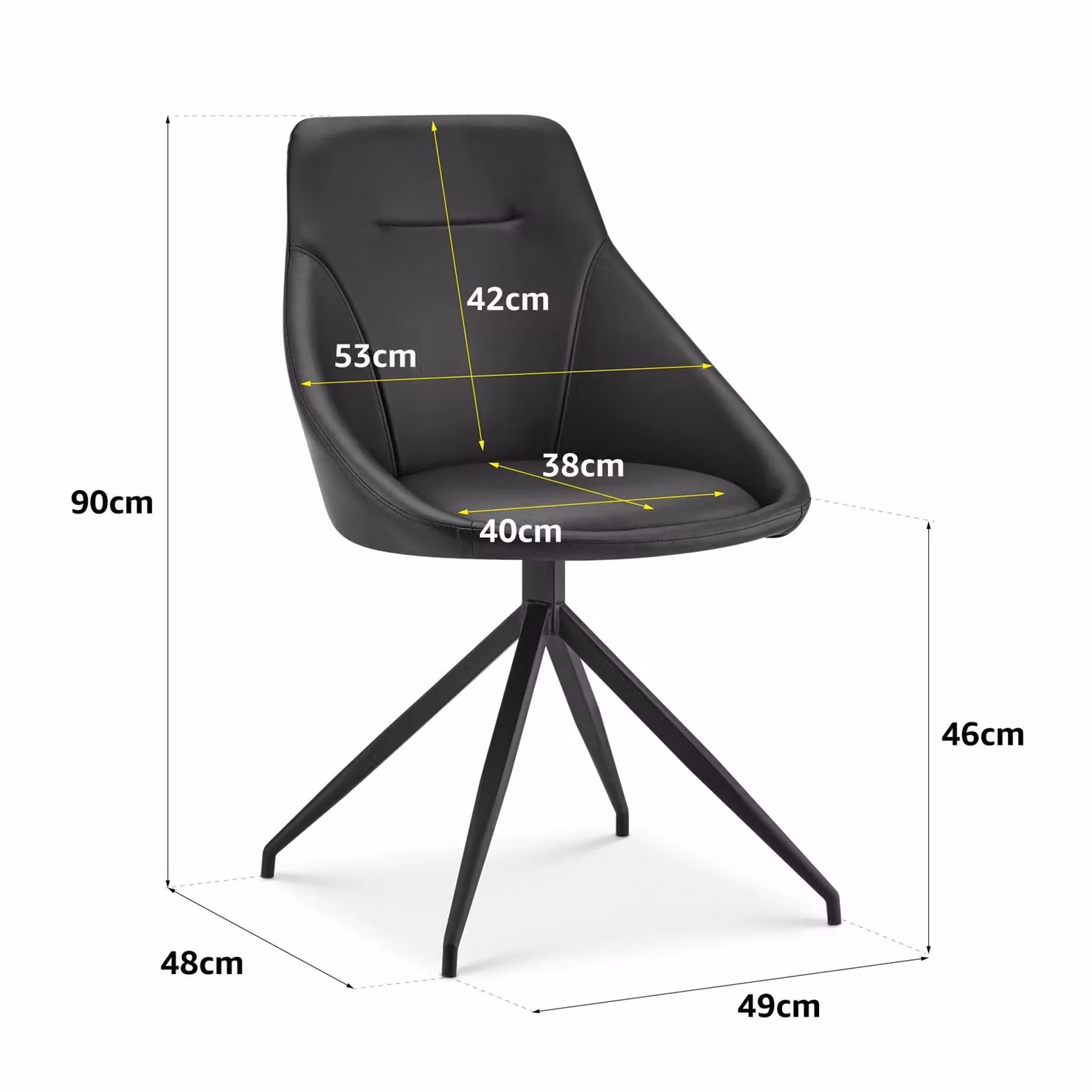 Bravich LTD Lisbon Modern Faux Leather Swivel Office Task Chair in Black – 5
