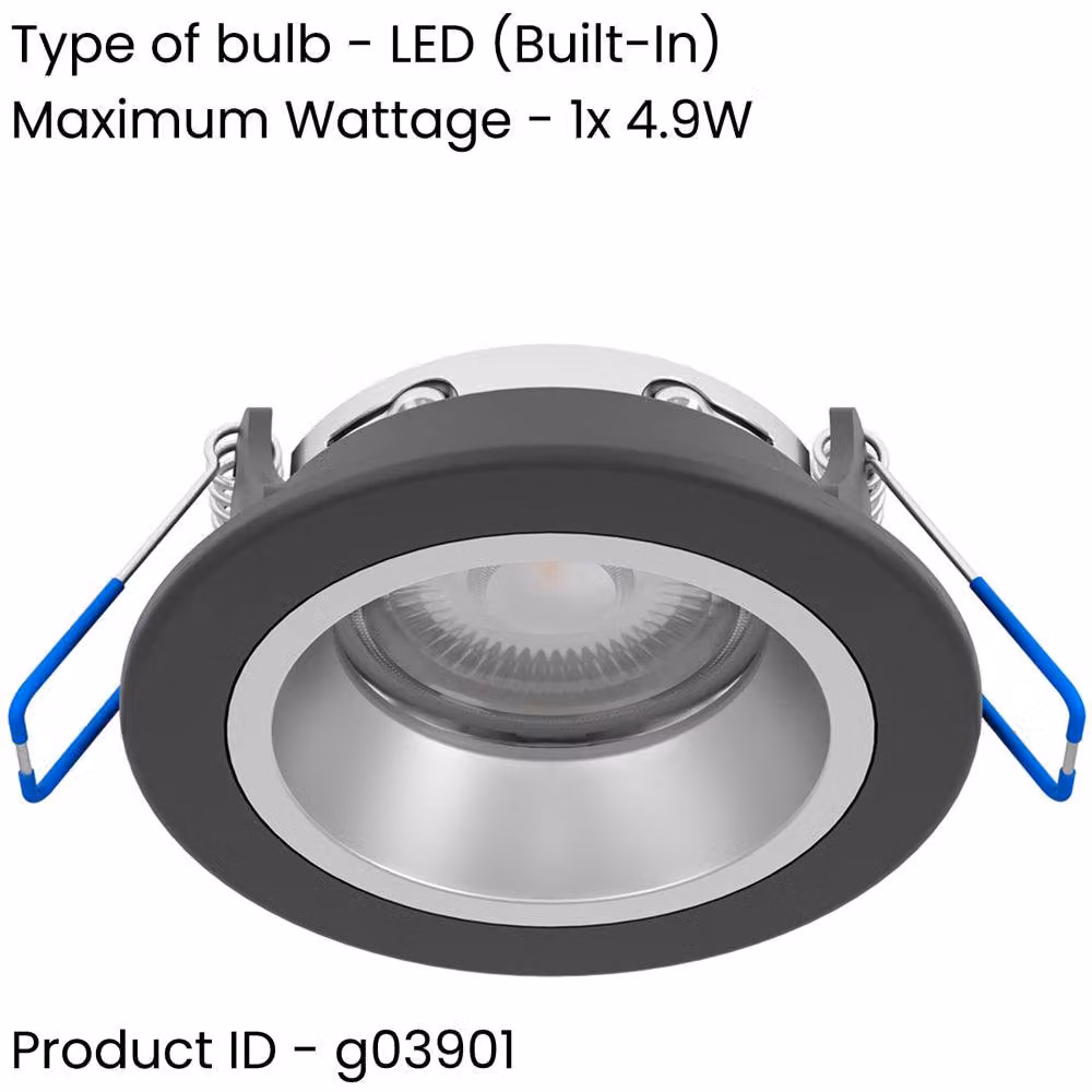 Loops 2 Pack Modern Round LED Ceiling Spotlight in Black and Silver with Bulbs Included – 2
