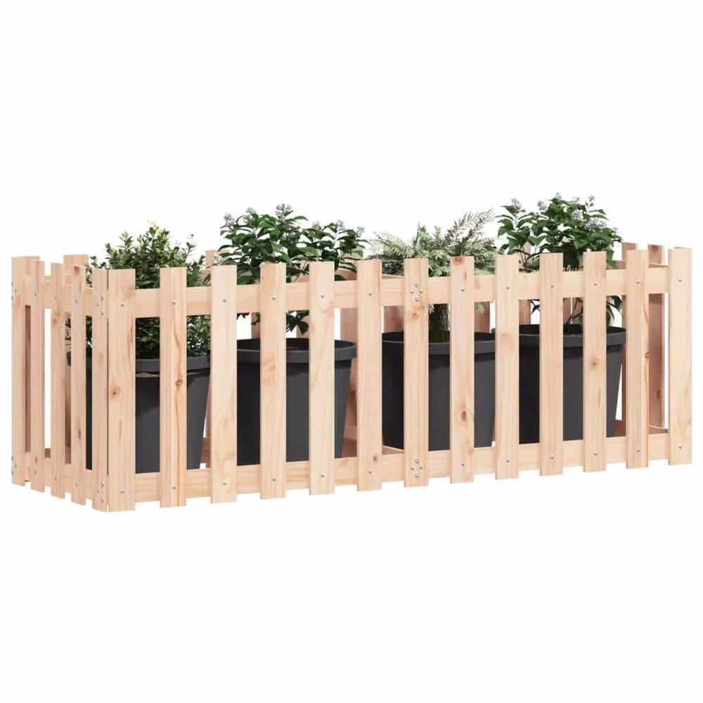 Berkfield Home Garden Raised Bed with Fence Design in Brown Solid Wood, W/D/H: 150 x 50 x 50 cm – 2