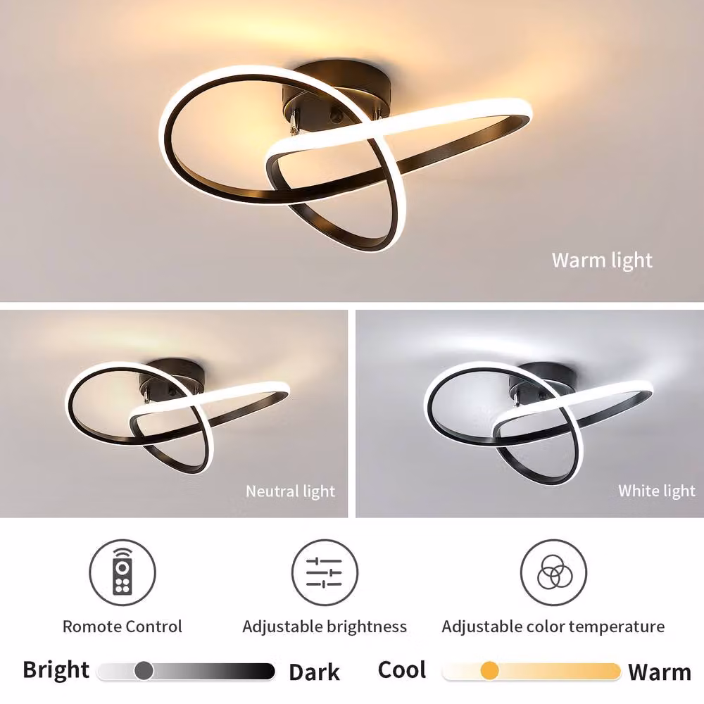 Pheashine Modern Dimmable LED Ceiling Light with Remote Control, 36W, Black – 2