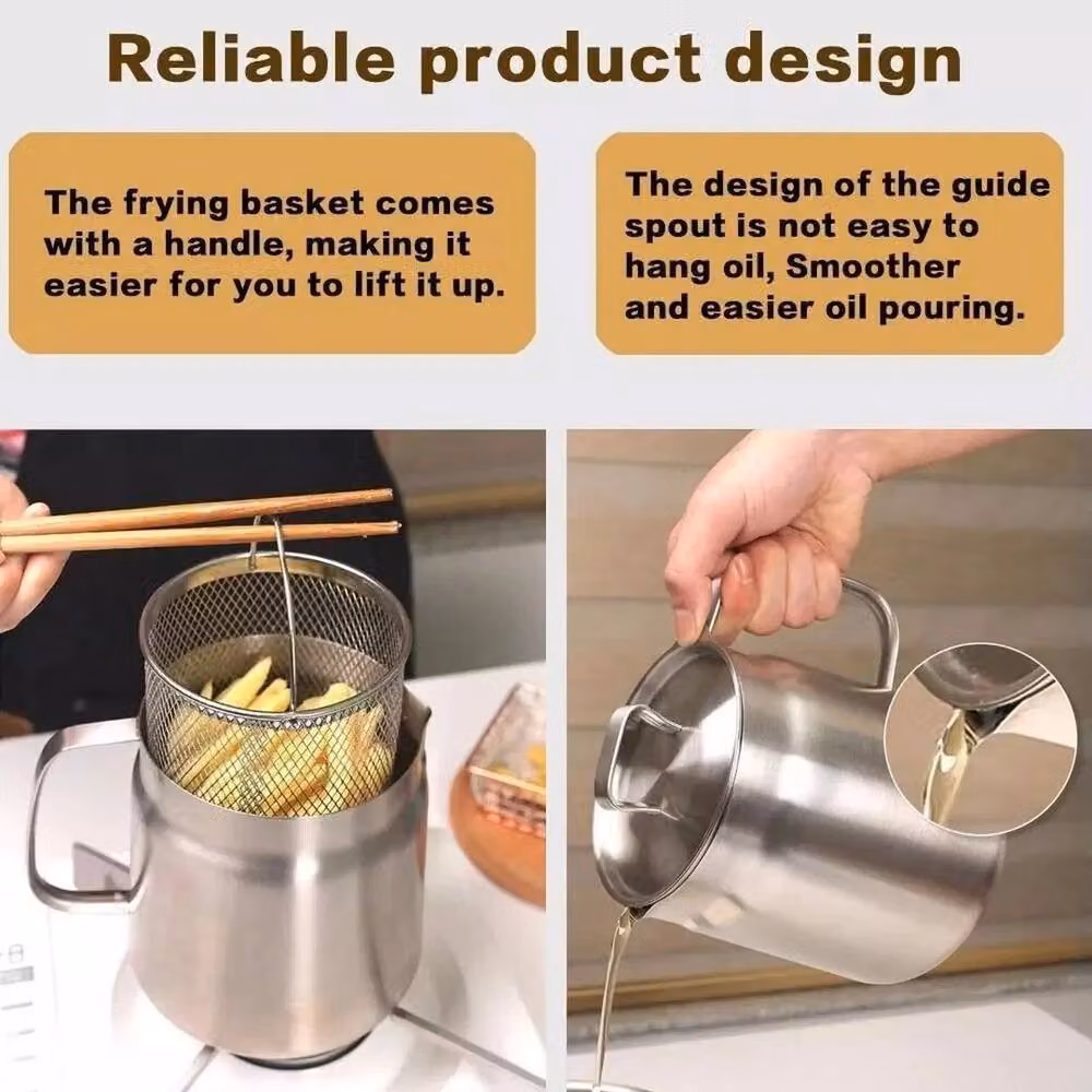 FLAVORA 2L Stainless Steel Fine Mesh Oil Strainer Pot with Sieve in Silver – 6