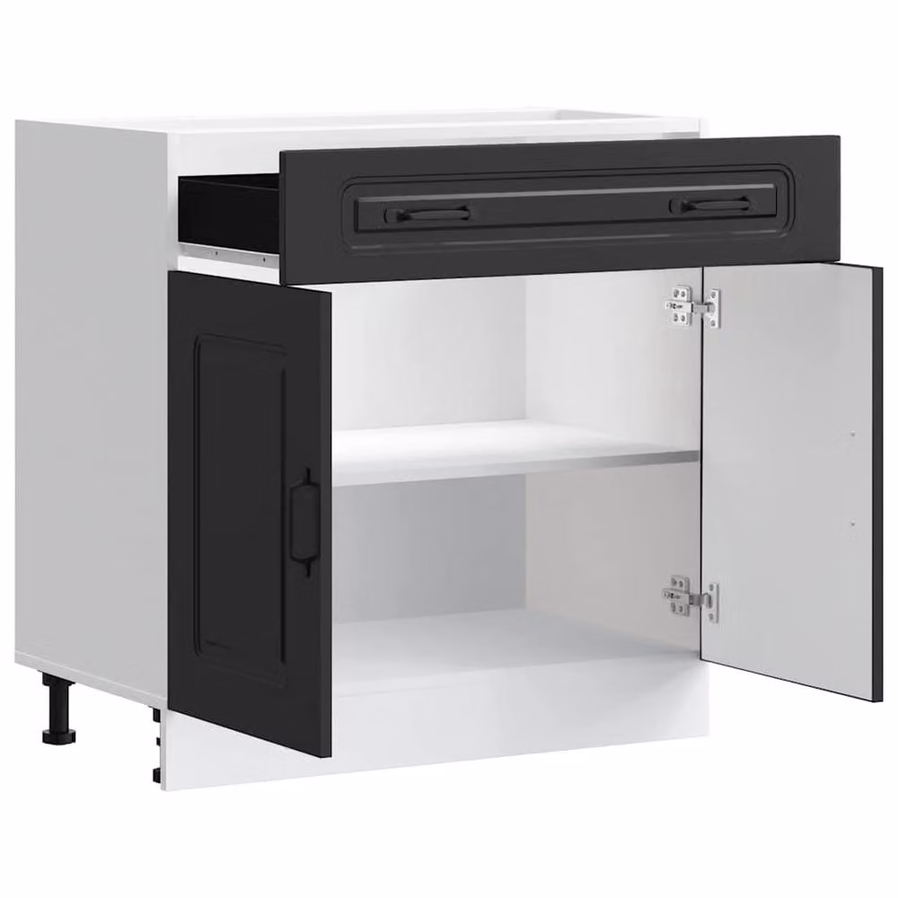 Berkfield Home Kalmar Kitchen Base Cabinet in Black Matt MDF, W/D/H: 80 x 46 x 81.5 cm – 4