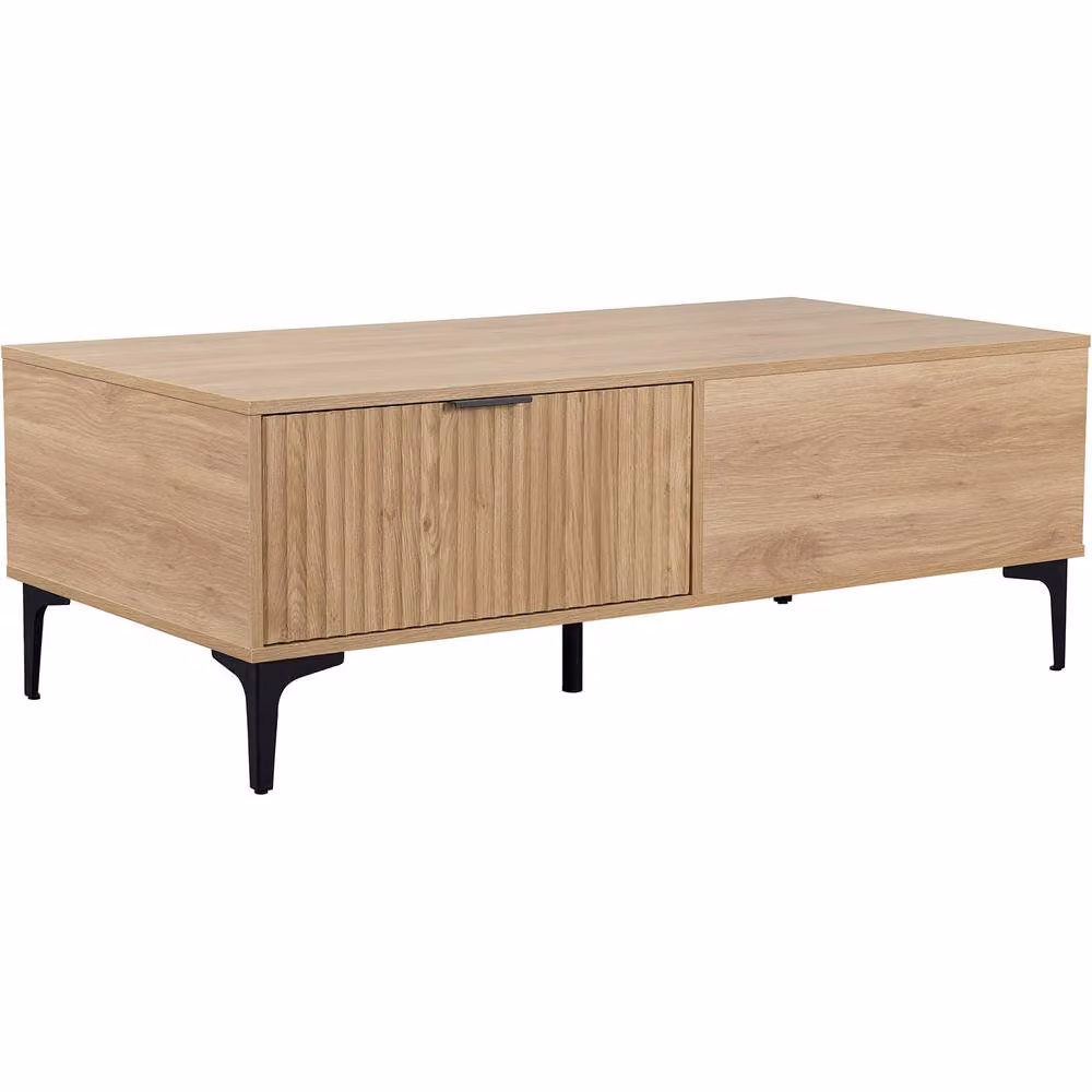 Seconique Miami 2 Drawer Coffee Table in Light Oak and Black – 2
