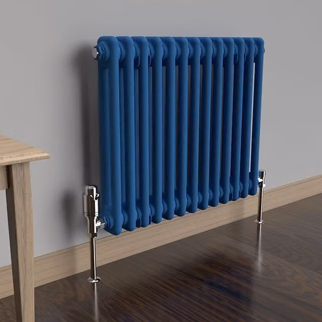 Lux Heat Horizontal 2 Column Steel Radiator in Galaxy Blue, W: 60.5 cm, H: 50 cm