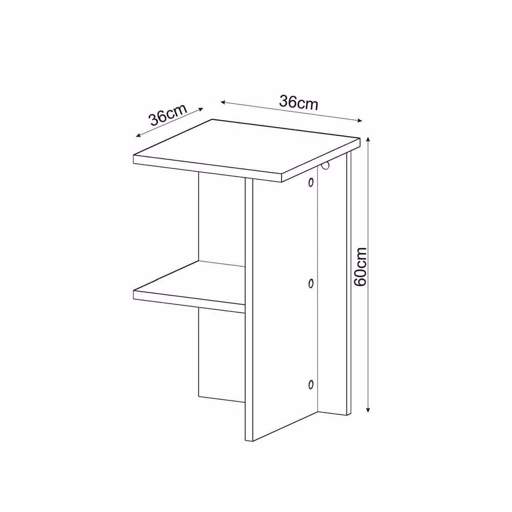 CALICOSY LERAY Square Bedside Table with Shelf in Cream, Height: 60 cm, Width: 36 cm, Depth: 36 cm – 3