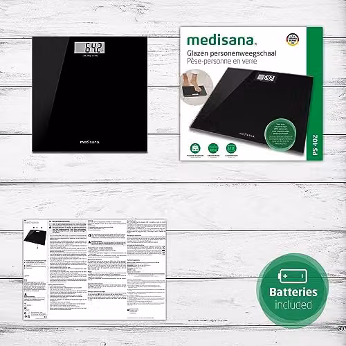 medisana PS 402 Digital Bathroom Scales in Black with Glass Surface and LCD Display, up to 180 kg – 5